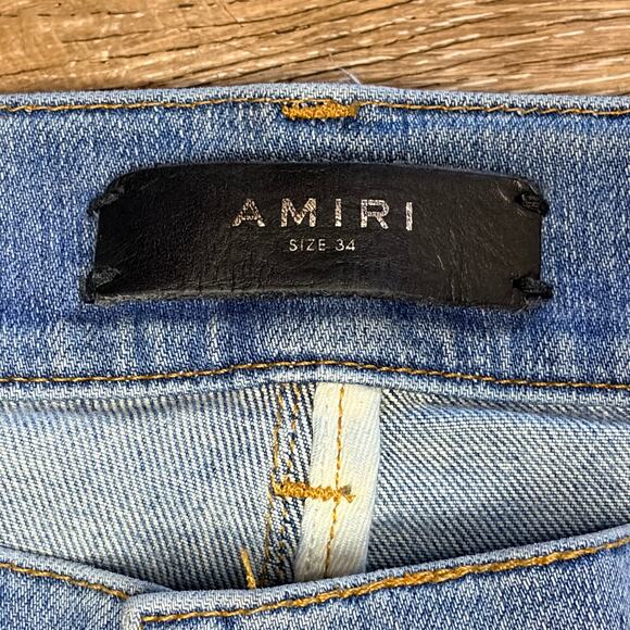 Amiri Men’s Skinny Jeans Size 34 Light Wash w/ Dual Zipper Detailing - Picture 8 of 16
